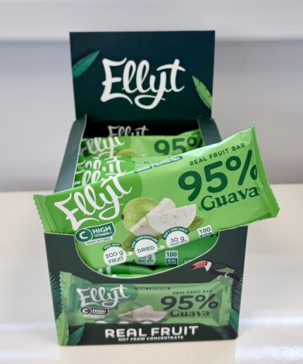 Ellyt 95% guava fruit bar display box, front side