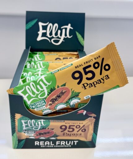 Ellyt 95% papaya fruit bar display box, front side