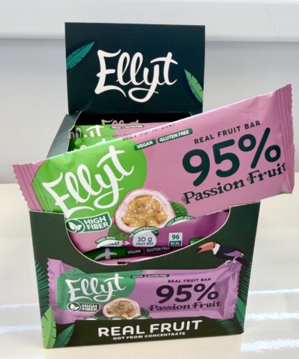 Ellyt 95% passion fruit bar display box, front side